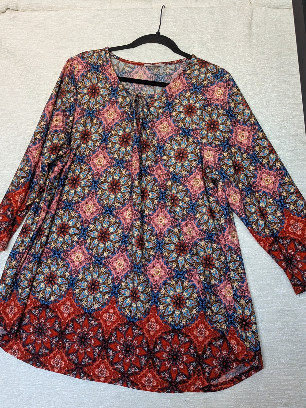 Dress Barn Multicolor Boho Medallion 3)4 Sleeve Tunic - Plus Sized 3X